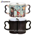 Os amantes da sublimação A caneca com água quente mudará a cor feita em YIWU